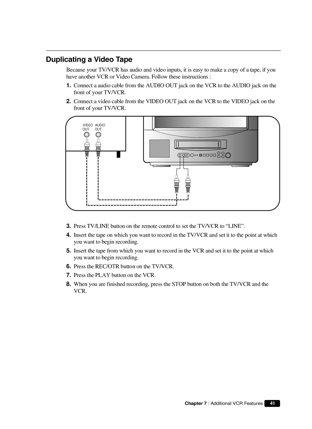 Daewoo DVQ 14H1FC instruction manual Duplicating a Video Tape 