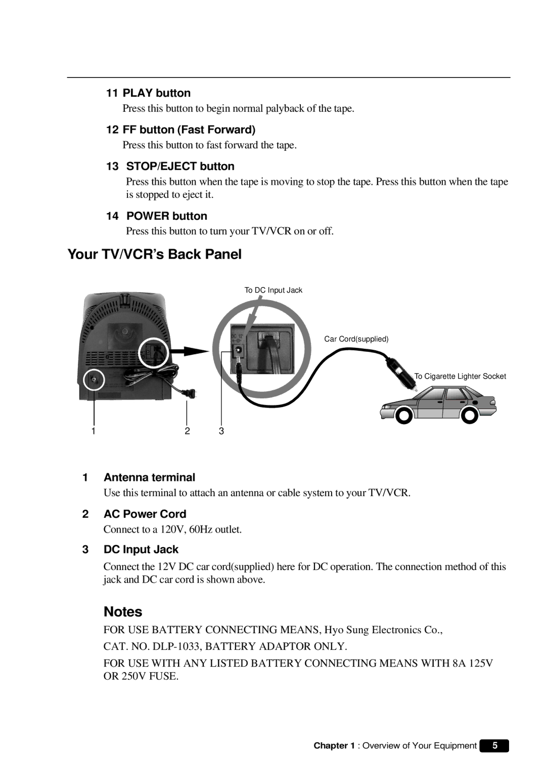 Daewoo DVQ 9H1FC instruction manual Your TV/VCR’s Back Panel 