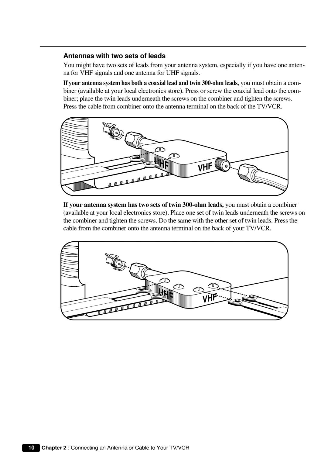 Daewoo DVQ 9H1FC instruction manual Antennas with two sets of leads 