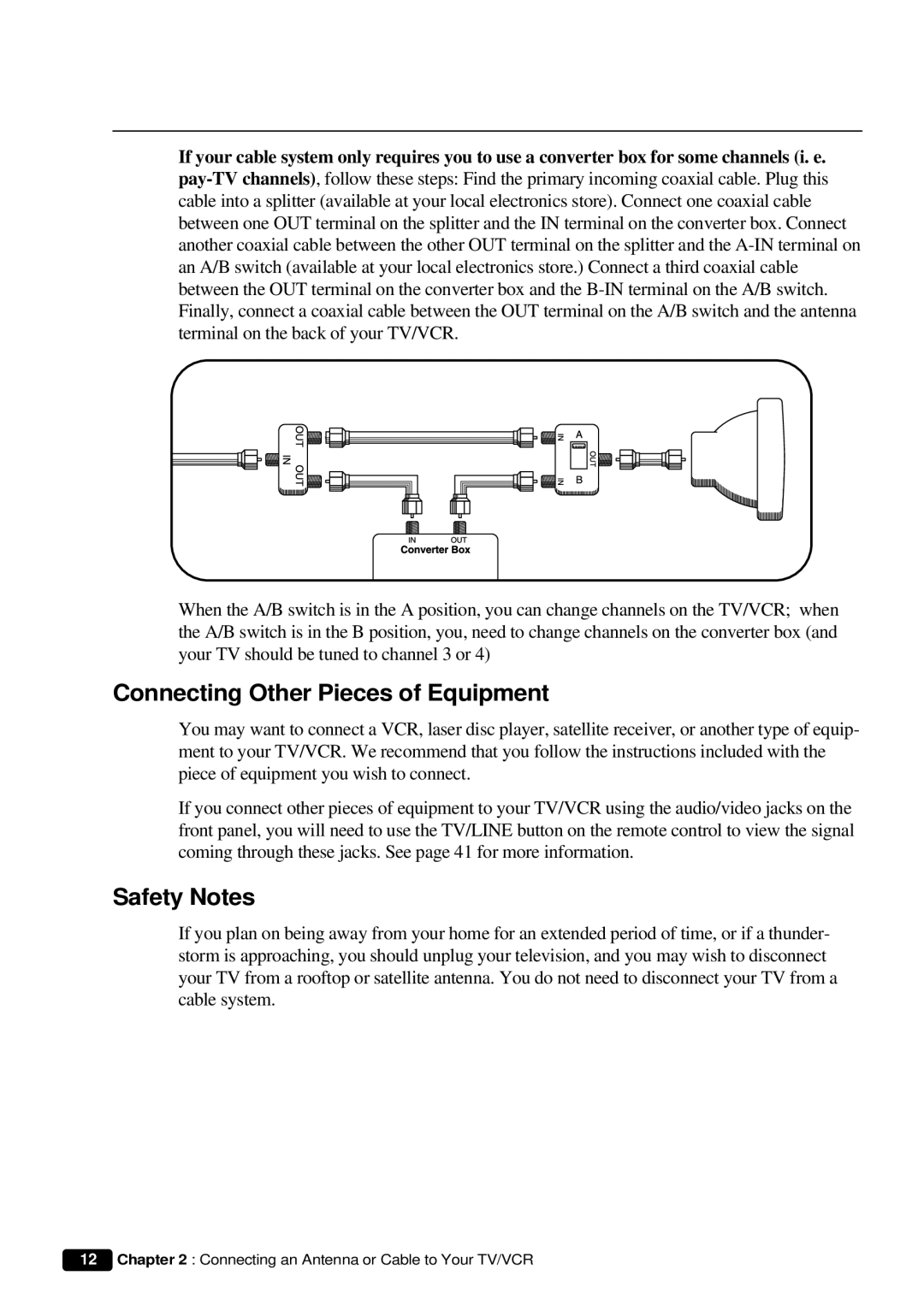 Daewoo DVQ 9H1FC instruction manual Connecting Other Pieces of Equipment, Safety Notes 