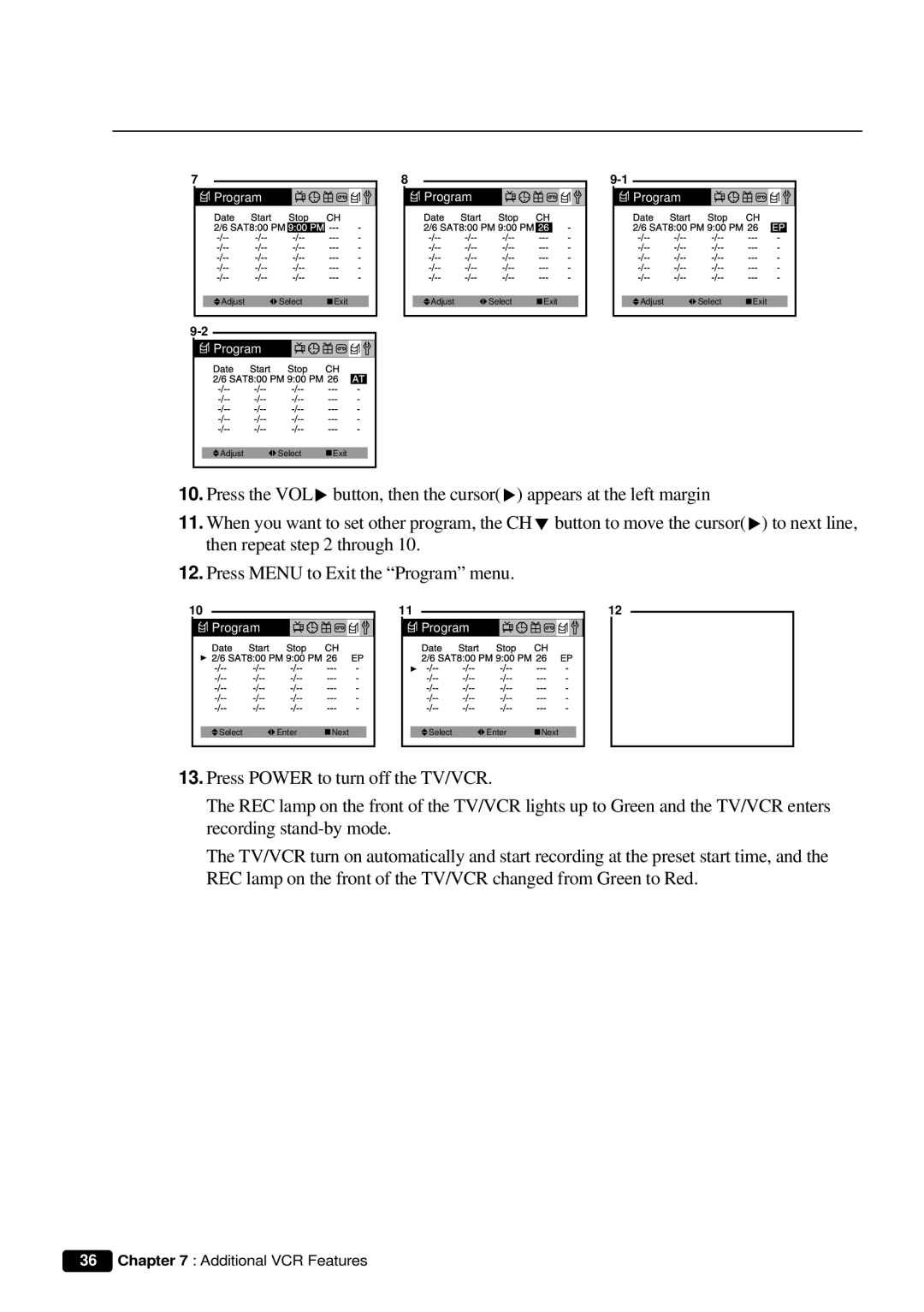 Daewoo DVQ 9H1FC instruction manual Select Enter 