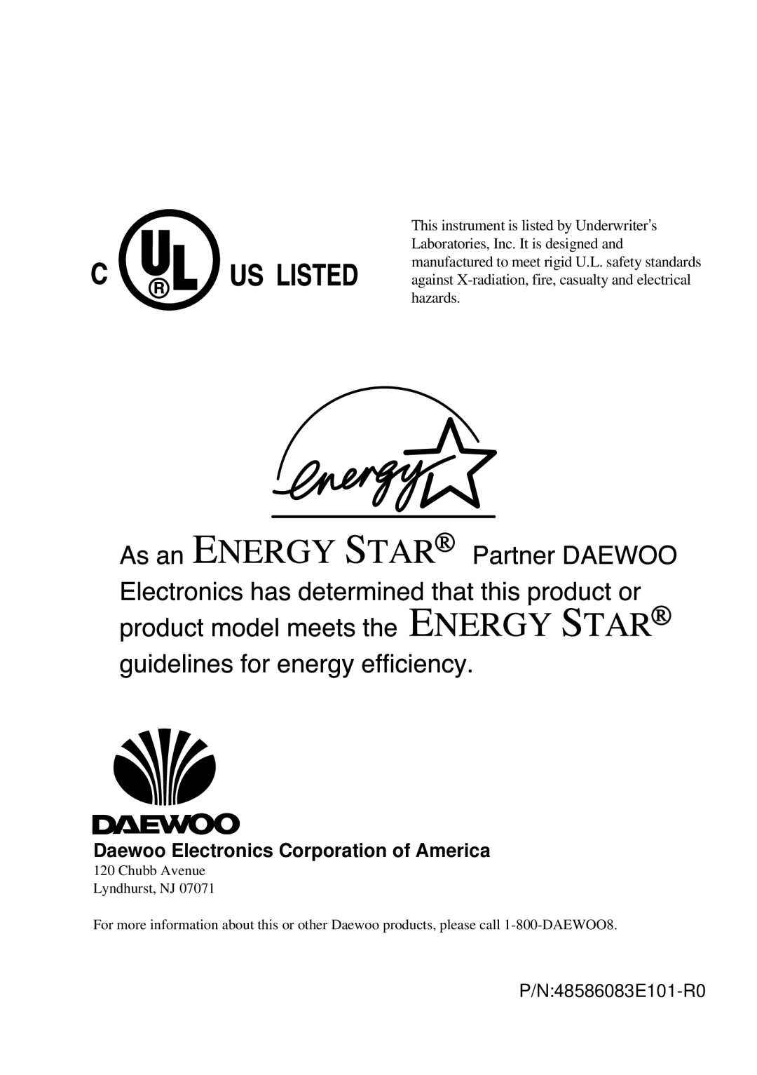 Daewoo DVQ 9H1FC instruction manual Daewoo Electronics Corporation of America 