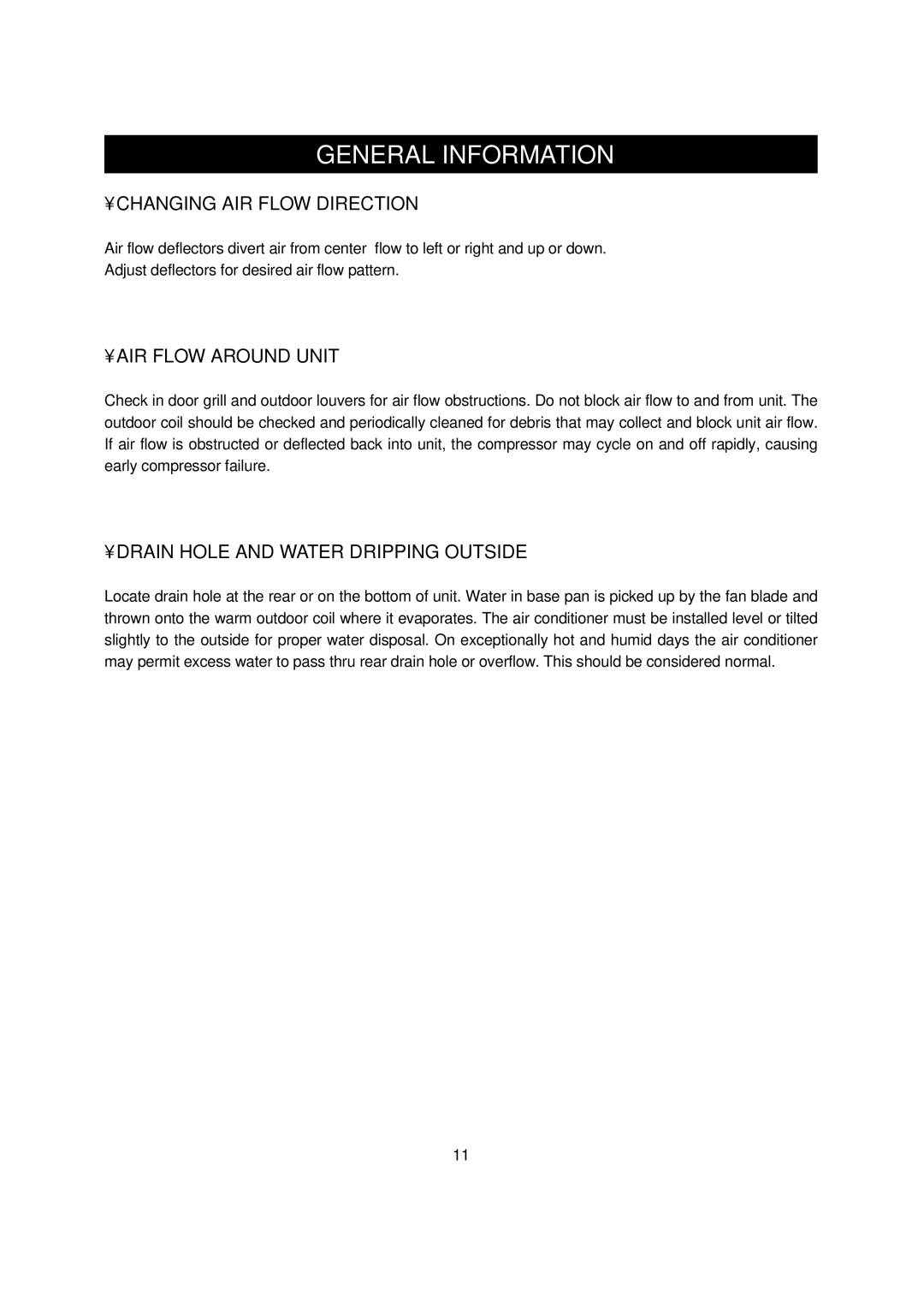 Daewoo DWC-092C, DWC-094C, DWC-051C, DWC-072C manual General Information, Changing AIR Flow Direction, AIR Flow around Unit 