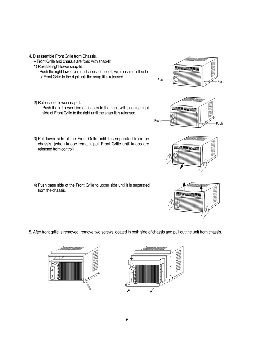 Daewoo DWC-092C, DWC-094C, DWC-051C, DWC-072C, DWC-073C manual Release left-lower snap-fit 