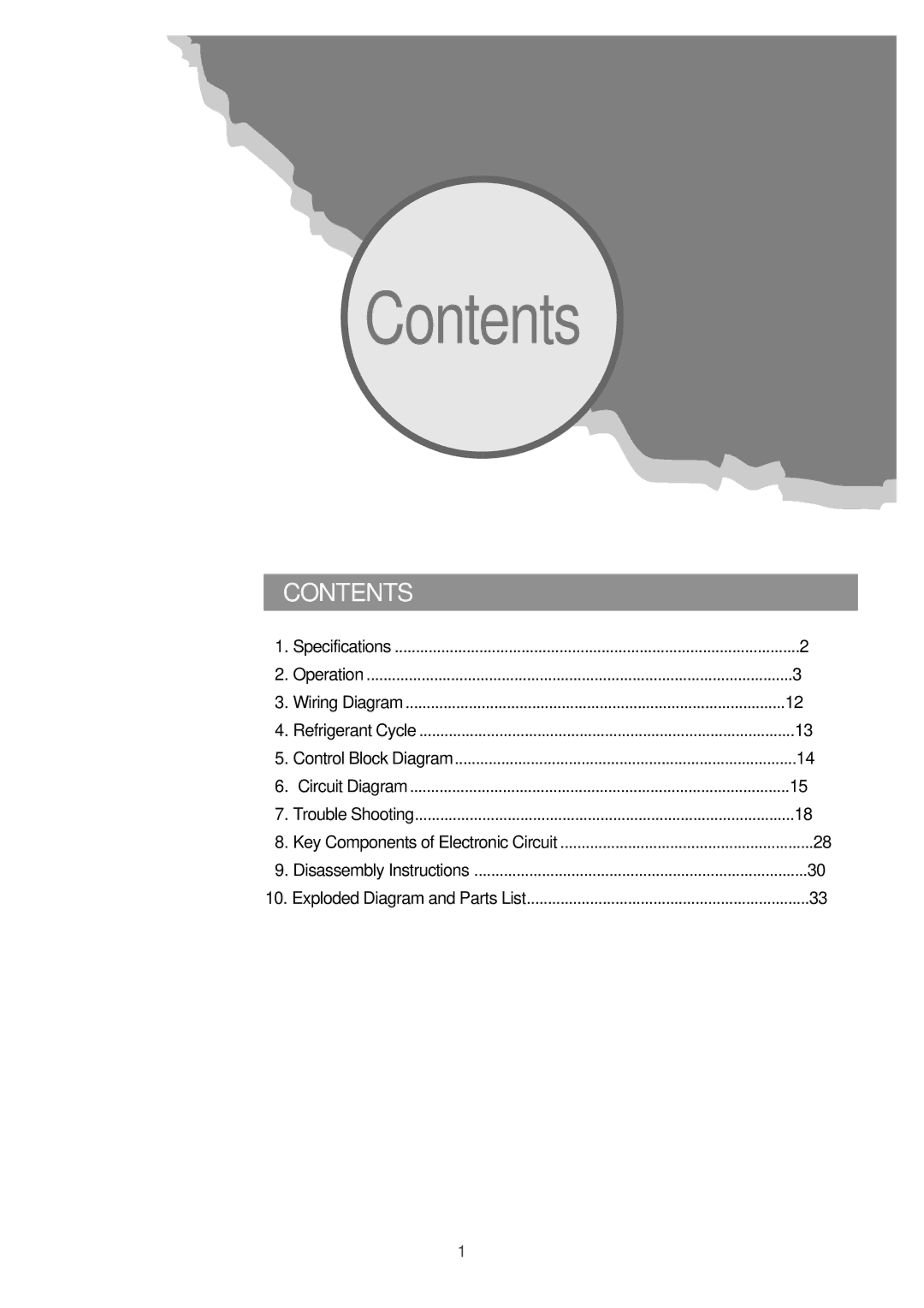 Daewoo DWC-121R service manual Contents 