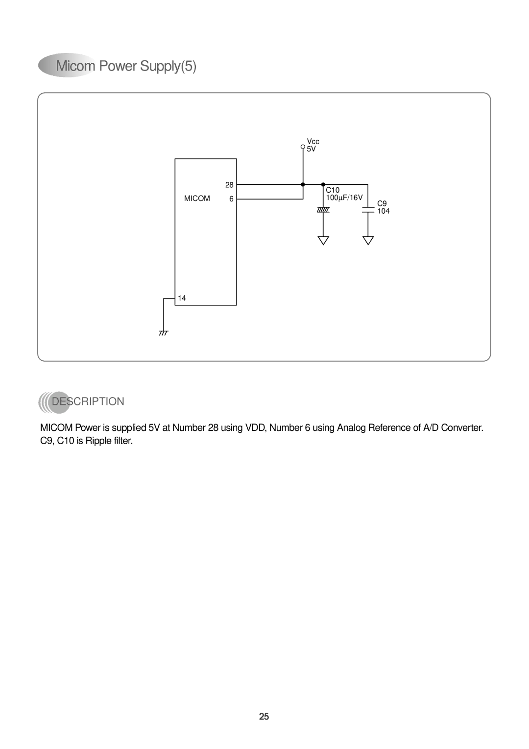 Daewoo DWC-121R service manual Micom Power Supply5 