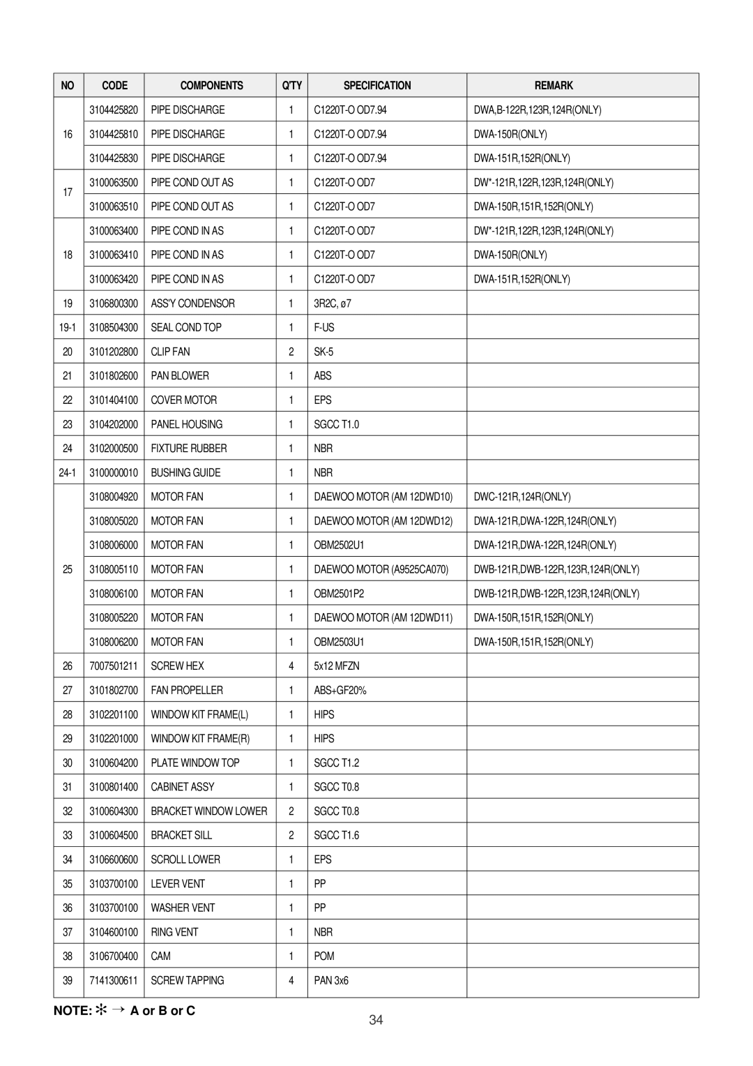 Daewoo DWC-121R service manual Pipe Cond OUT AS 