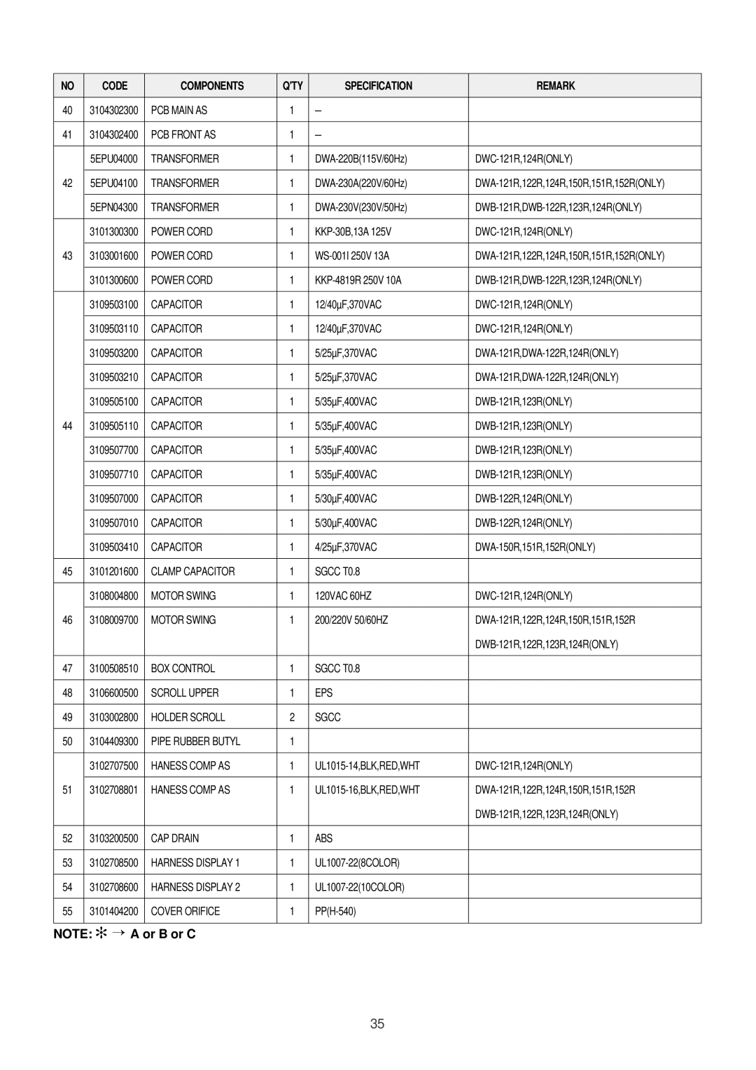 Daewoo DWC-121R service manual PCB Main AS 