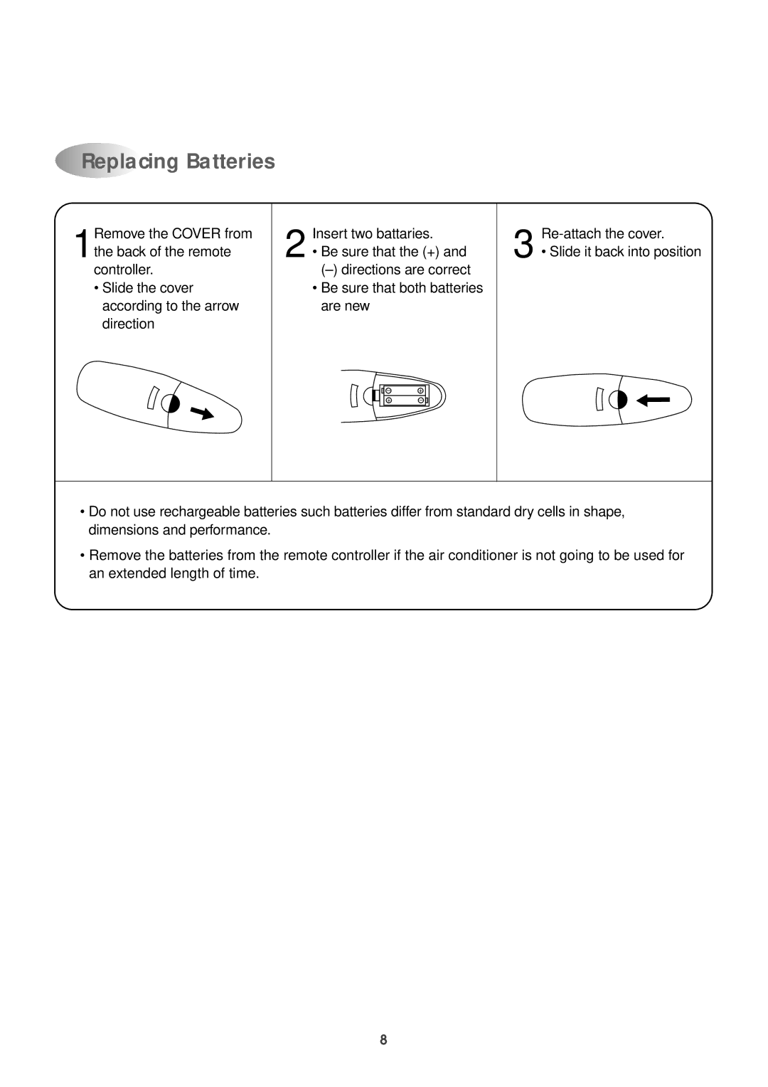 Daewoo DWC-121R service manual Replacing Batteries 