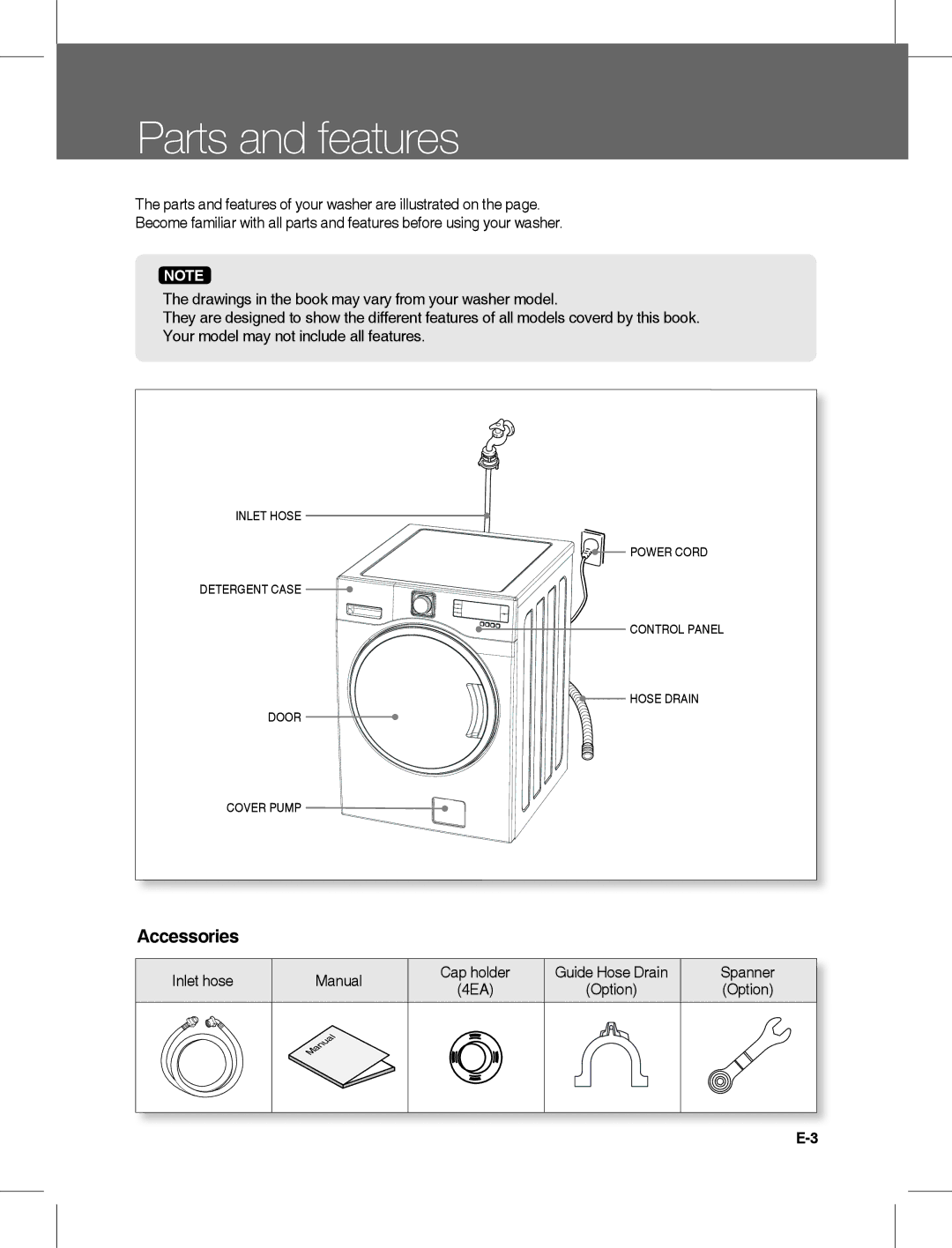 Daewoo DWC-LD141X, DWD-LD141X instruction manual PartsEl and features 