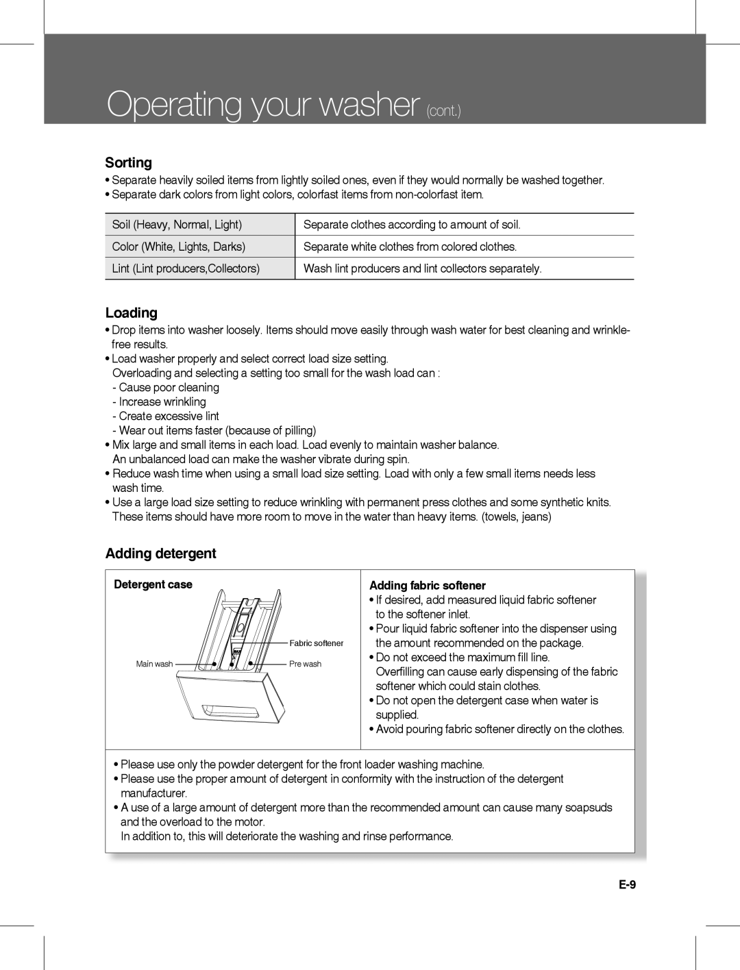 Daewoo DWC-LD141X, DWD-LD141X instruction manual Detergent case, Adding fabric softener 