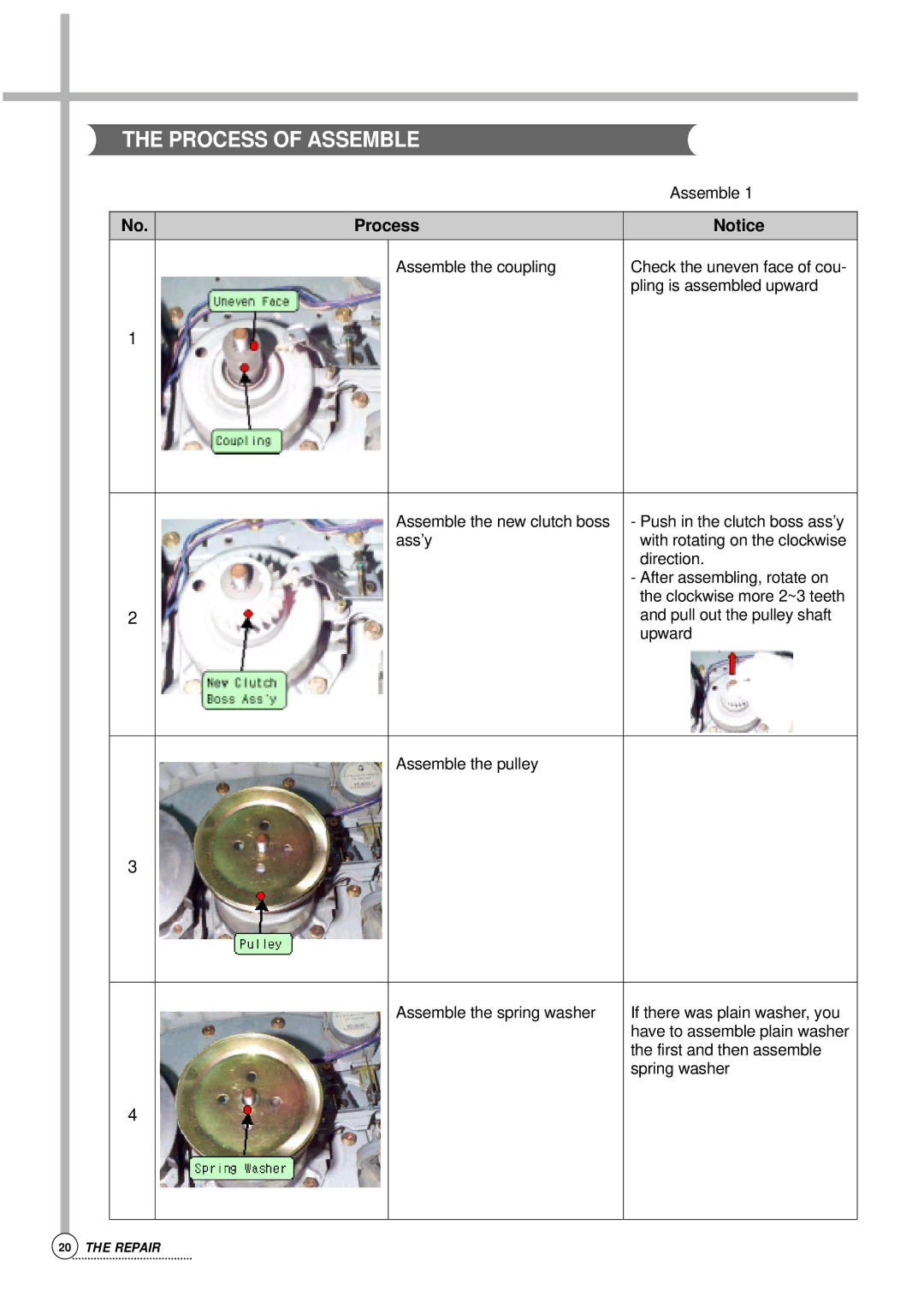 Daewoo Auto Washer, DWF-176S service manual Process of Assemble 