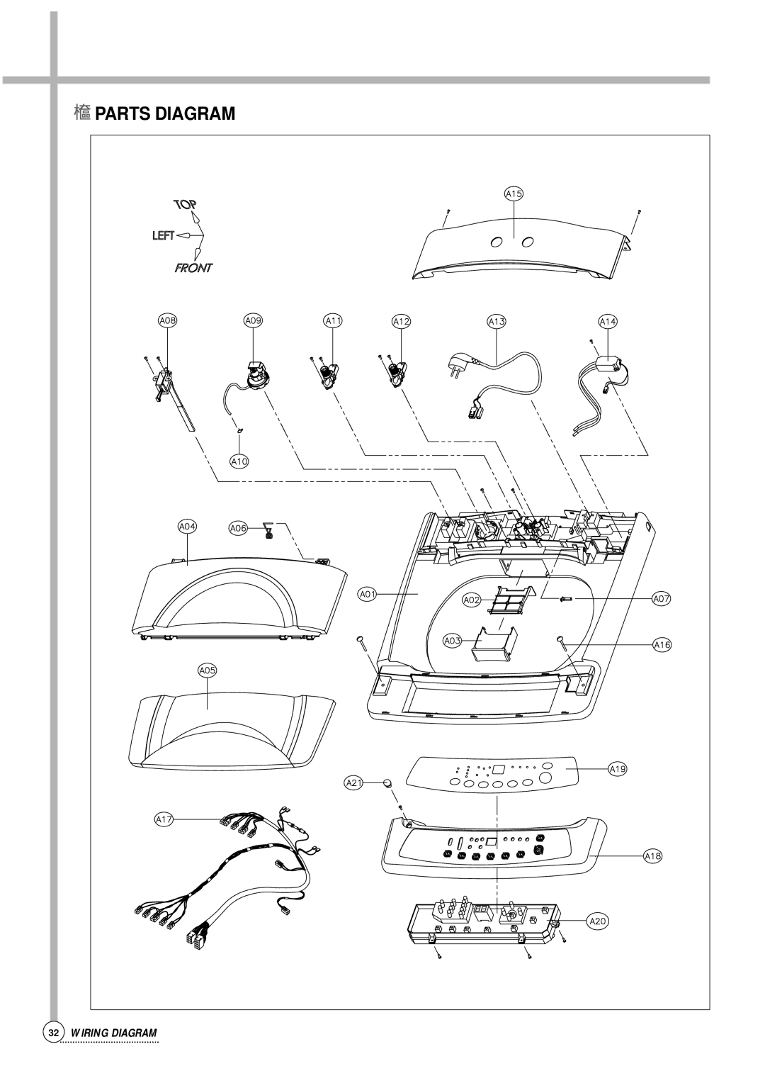 Daewoo Auto Washer, DWF-176S service manual Parts Diagram 