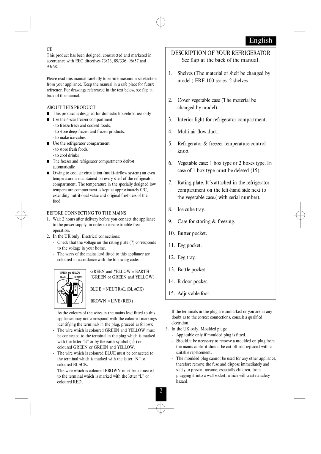 Daewoo ERF-100 manual About this Product, Before Connecting to the Mains 