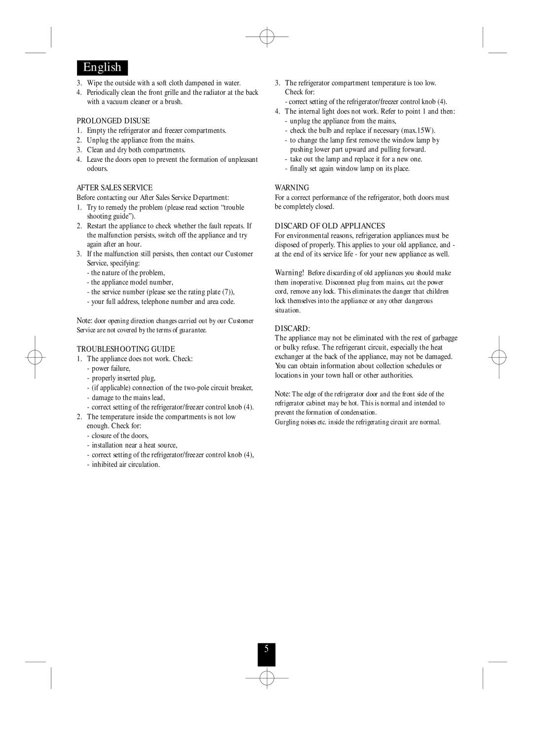 Daewoo ERF-100 manual Prolonged Disuse, After Sales Service, Troubleshooting Guide, Discard of OLD Appliances 