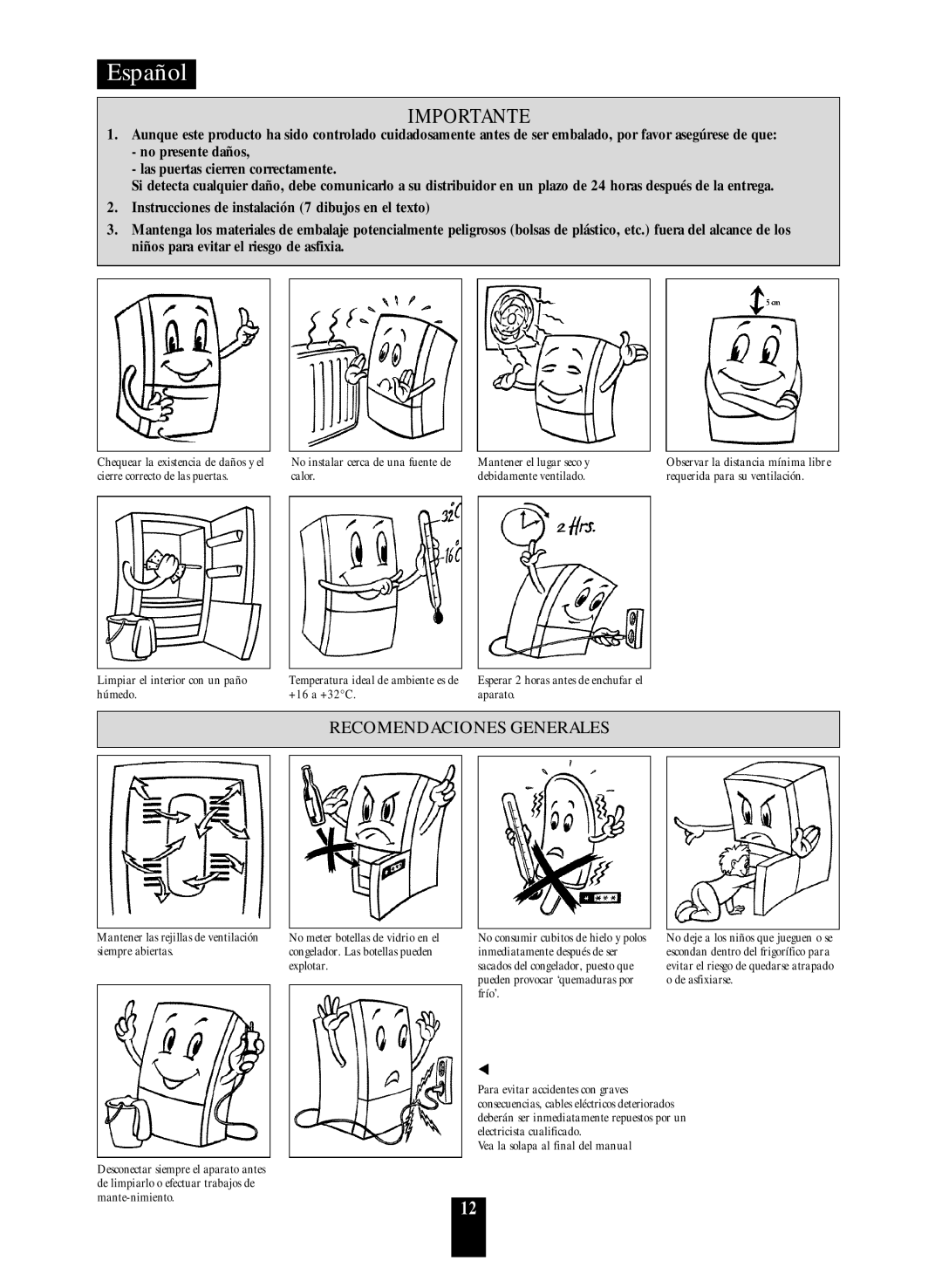 Daewoo ERF-36.A, RF-39.A, ERF-41.A, ERF-38.A manual Importante, Recomendaciones Generales 