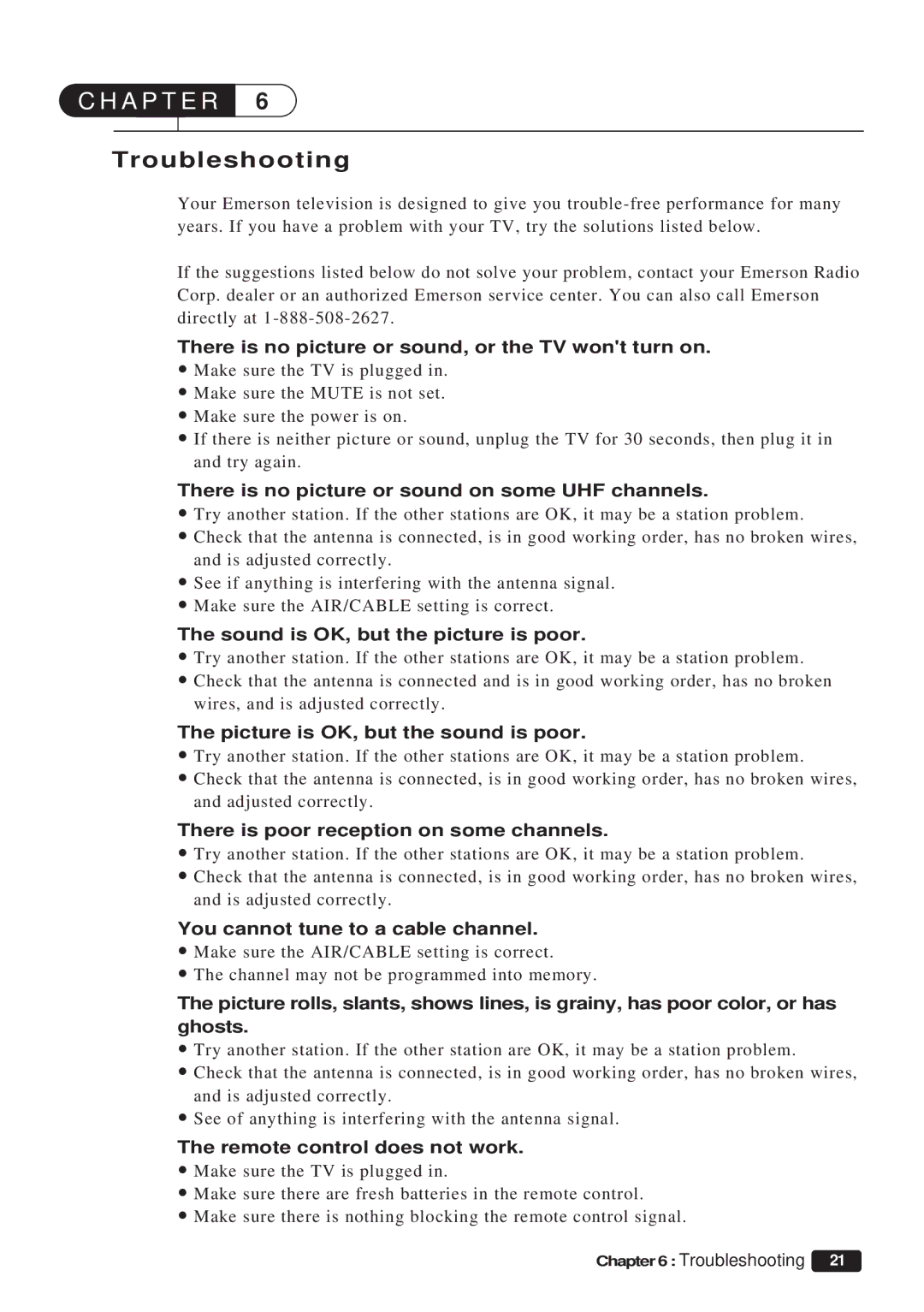 Daewoo ET 19P2, ET 13P2 instruction manual Troubleshooting 