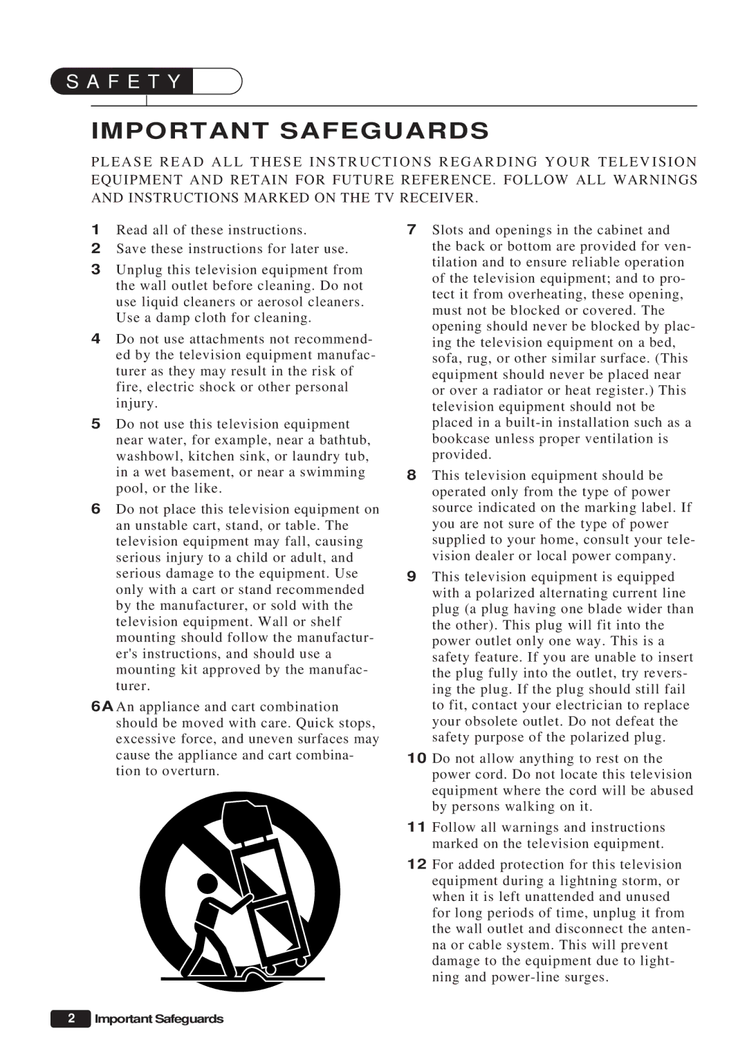 Daewoo ET 13P2, ET 19P2 instruction manual Important Safeguards 