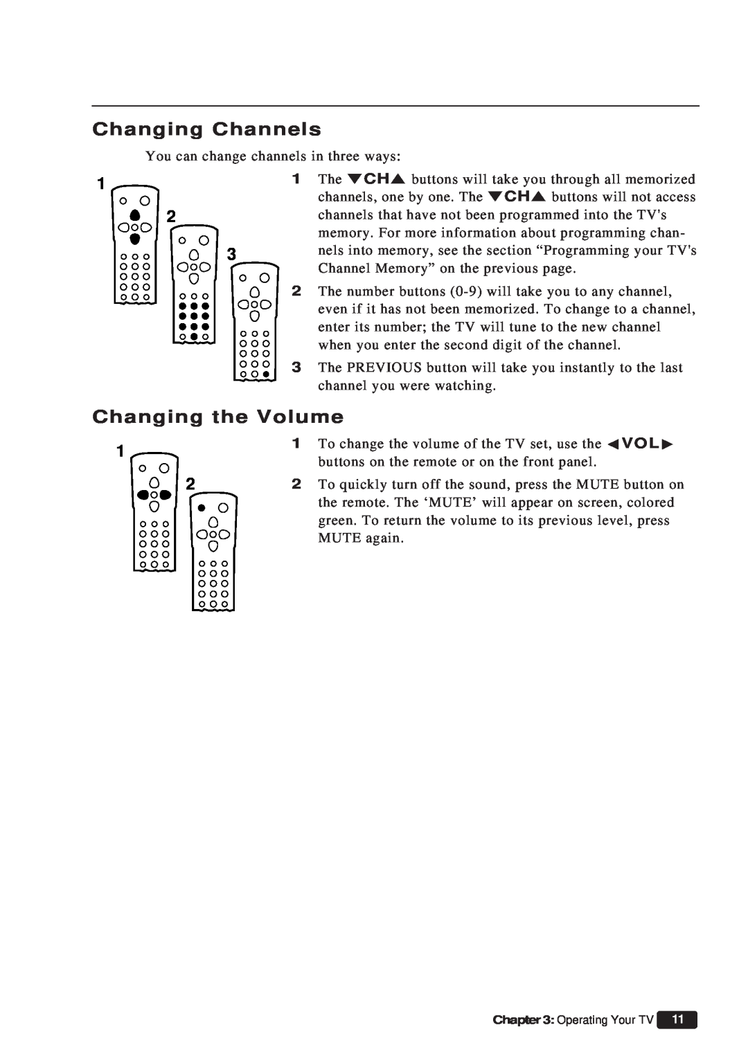 Daewoo ET 19P2, ET 13P2 instruction manual Changing Channels, Changing the Volume 
