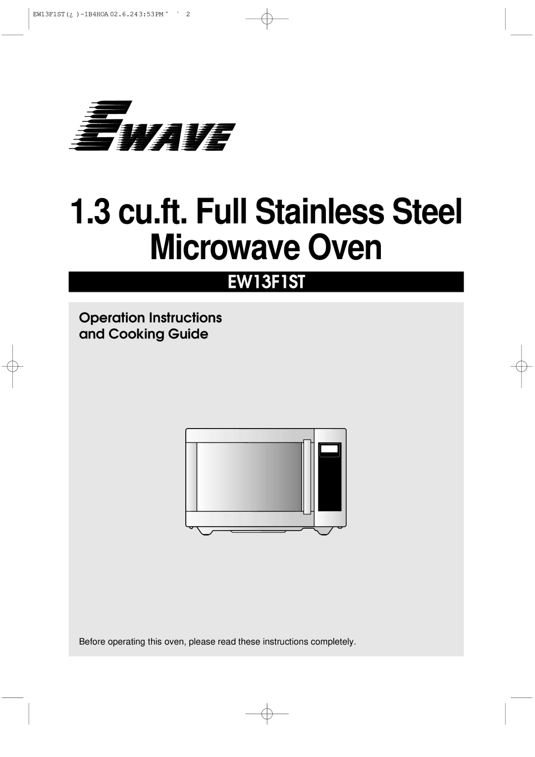 Daewoo EW13F1ST manual Microwave Oven 