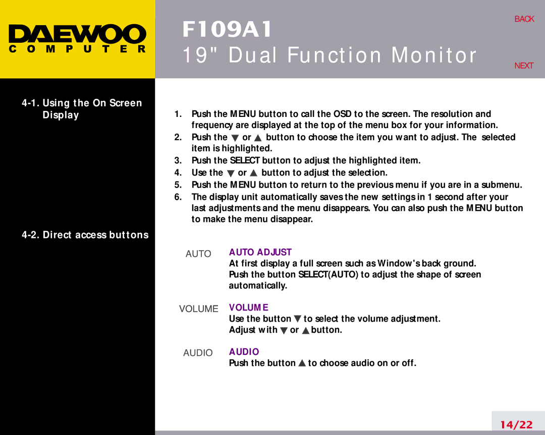 Daewoo F109A1 manual 14/22 