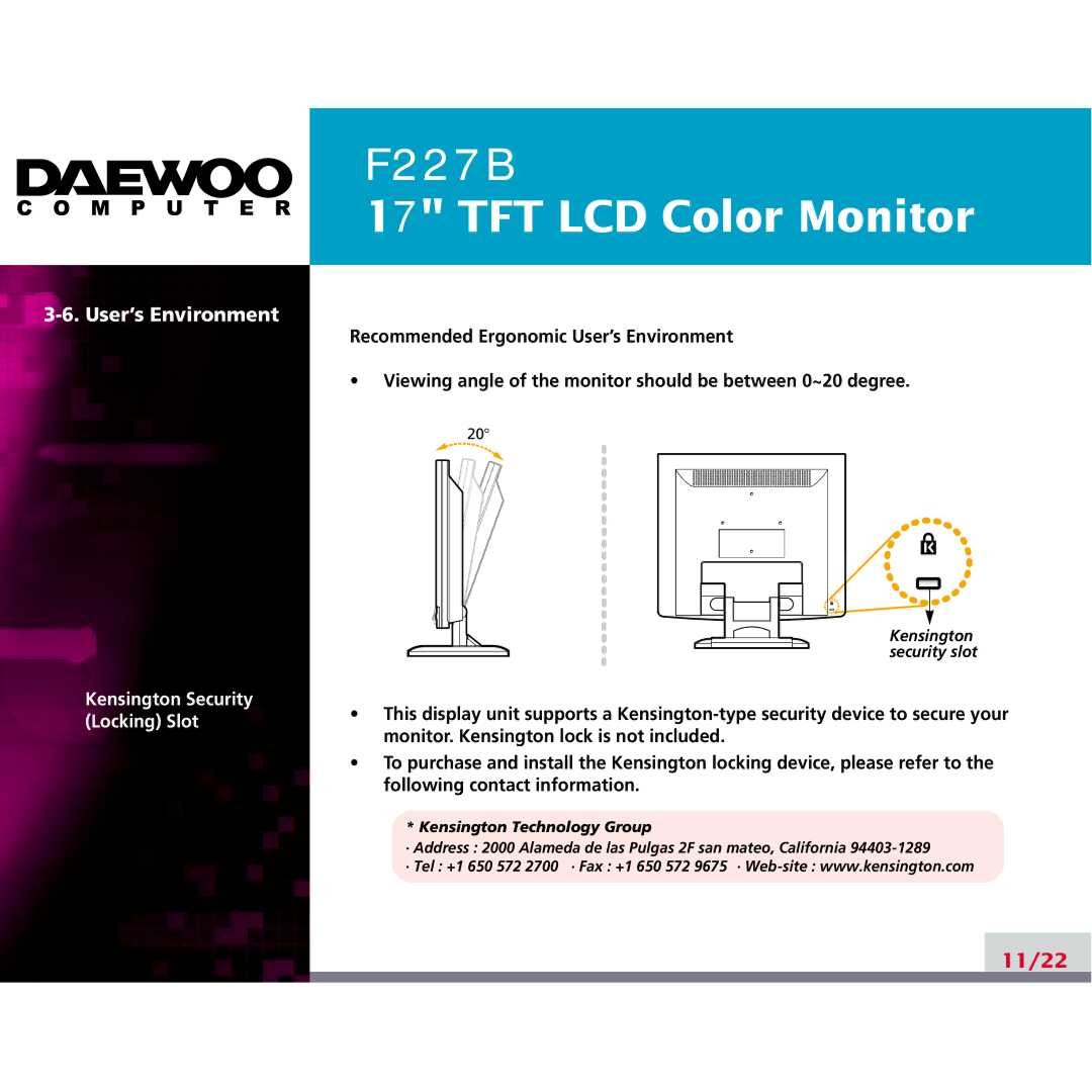 Daewoo F227B manual 11/22 