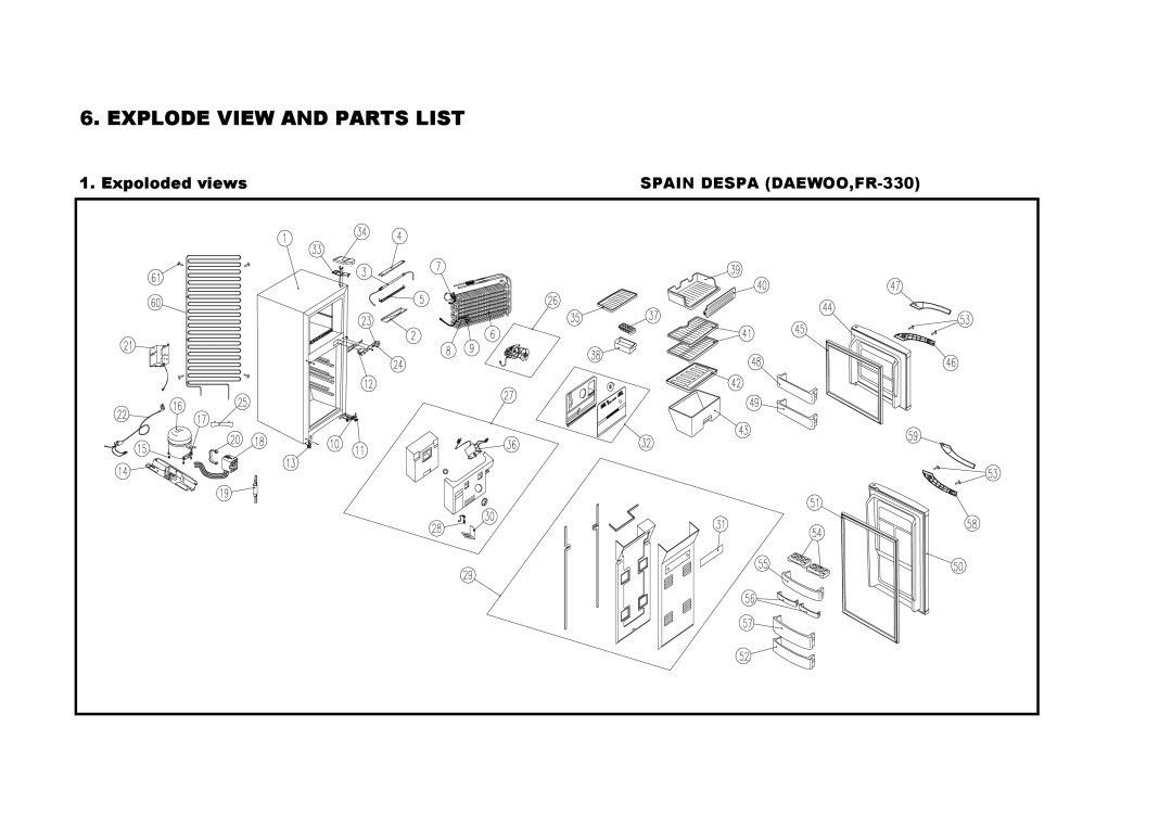 Daewoo FR-330 service manual Explode View and Parts List, Expoloded views 