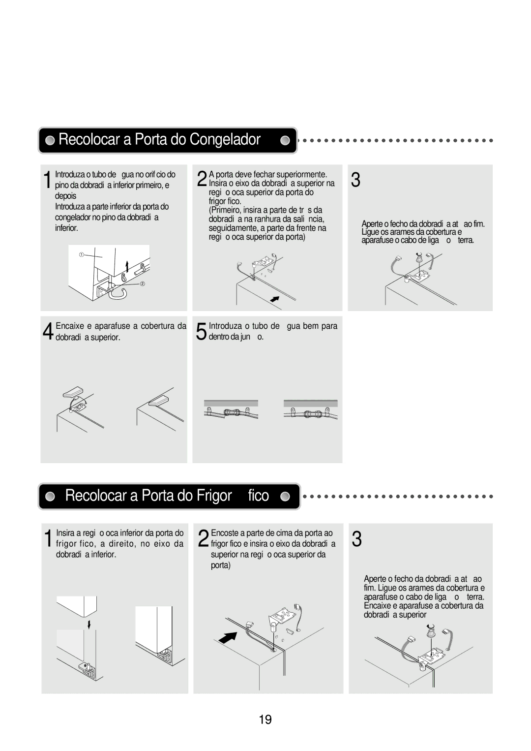 Daewoo FRS-2031WAL, FRS-2431IAL, FRS-2431CAL, FRS-2431WAL, FRS-2431EAL, FRS-2031EAL manual Recolocar a Porta do Congelador 