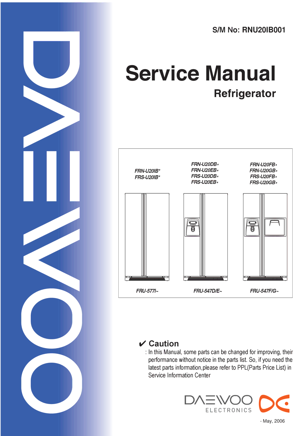 Daewoo frs20 manual Refrigerator, May 