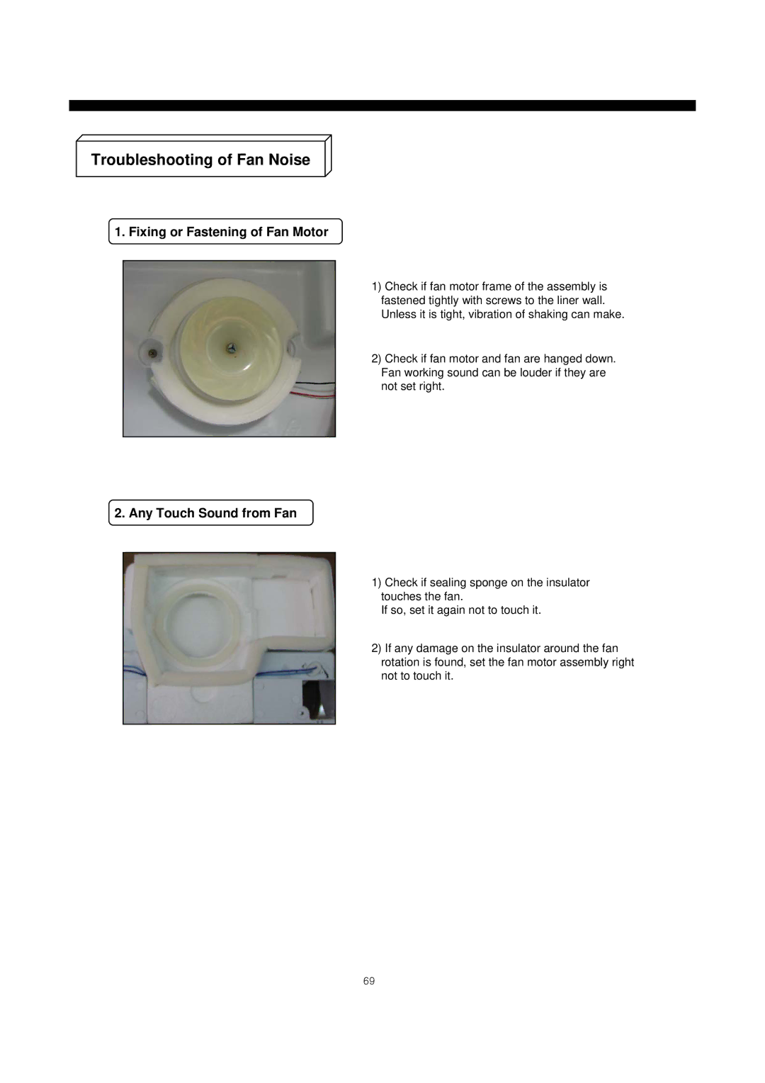 Daewoo frs20 manual Troubleshooting of Fan Noise 