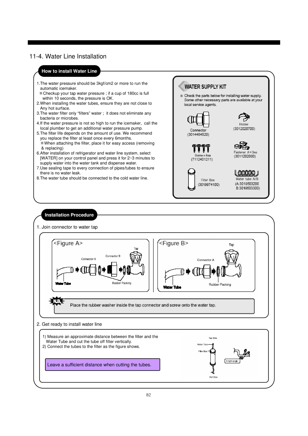 Daewoo frs20 manual Join connector to water tap Get ready to install water line 