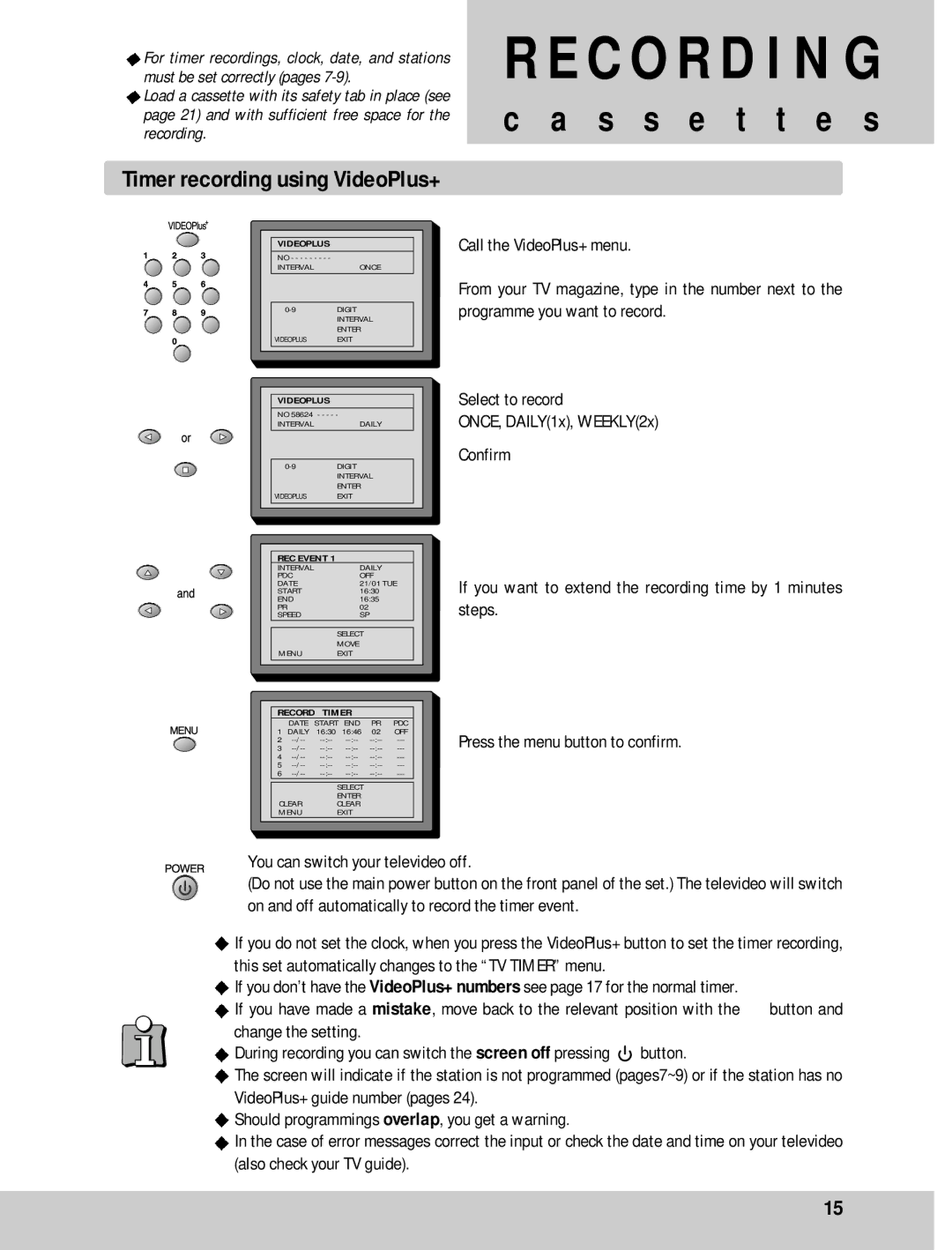 Daewoo GB20F8T2, GB14F8T1, GB21F1T2 instruction manual C O R D I N G, Call the VideoPlus+ menu 