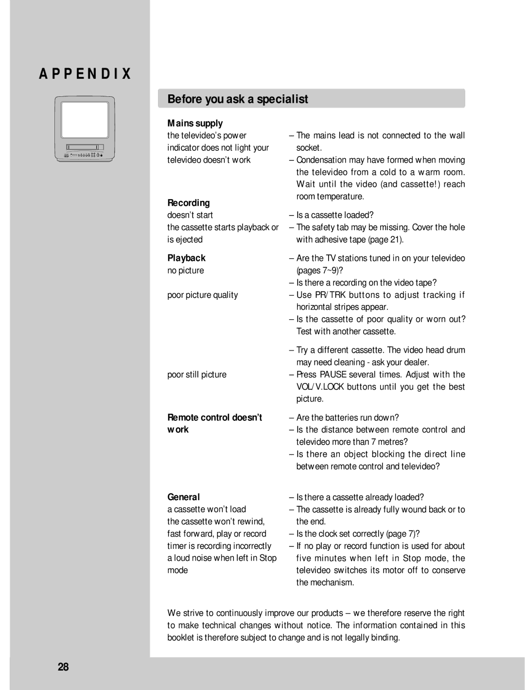 Daewoo GB21F1T2, GB14F8T1, GB20F8T2 instruction manual P E N D I, Before you ask a specialist 