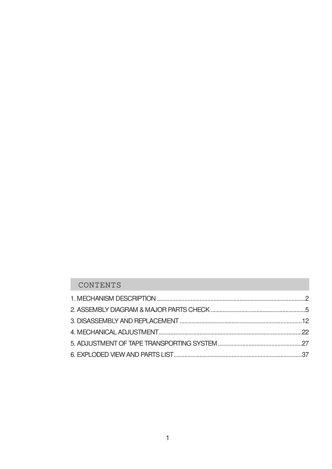 Daewoo K3050MECHA service manual Contents 