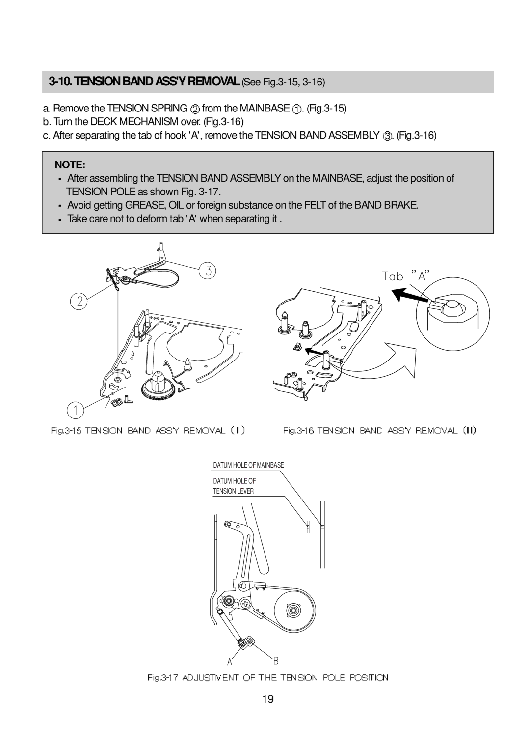 Daewoo K3050MECHA service manual TENSIONBANDASSYREMOVALSeeFig.3-15,3-16 