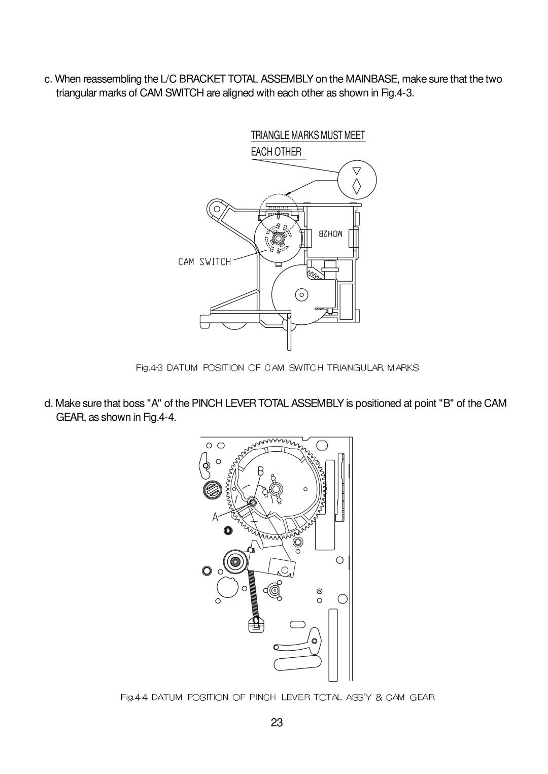 Daewoo K3050MECHA service manual Triangle Marks Must Meet Each Other 