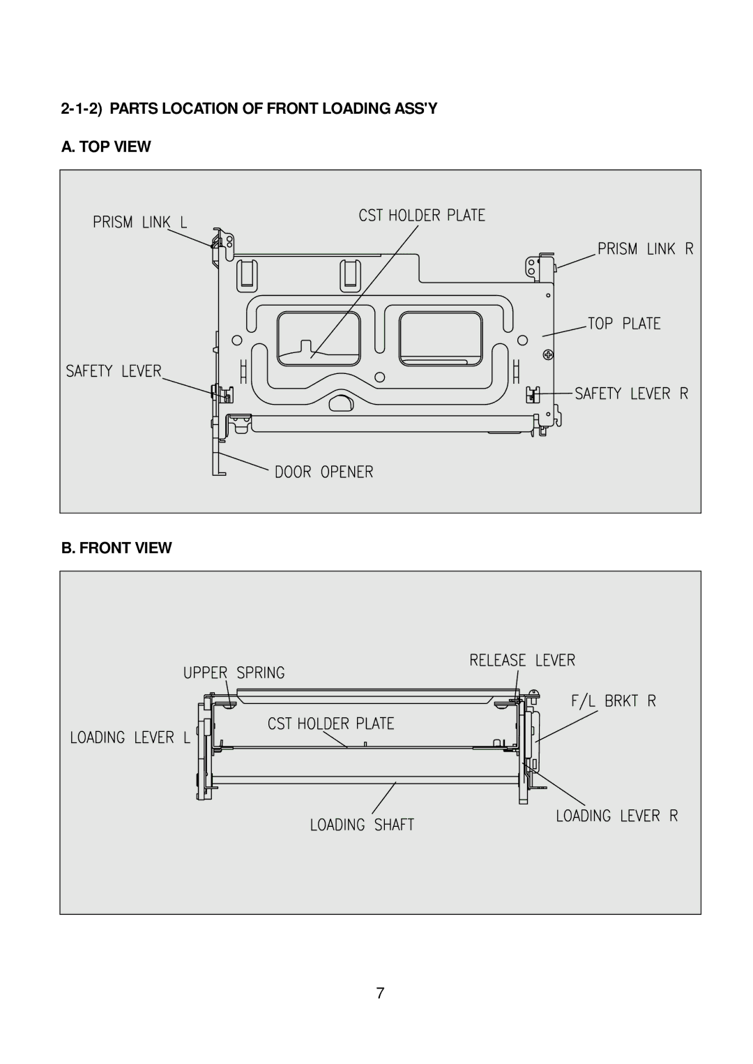 Daewoo K3050MECHA service manual Parts Location of Front Loading Assy A. TOP View Front View 