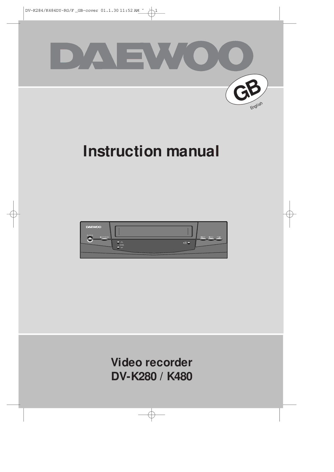 Daewoo instruction manual Video recorder DV-K280 / K480 