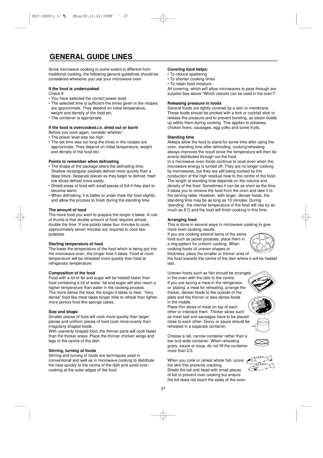 Daewoo KOC-1B0K owner manual General Guide Lines 