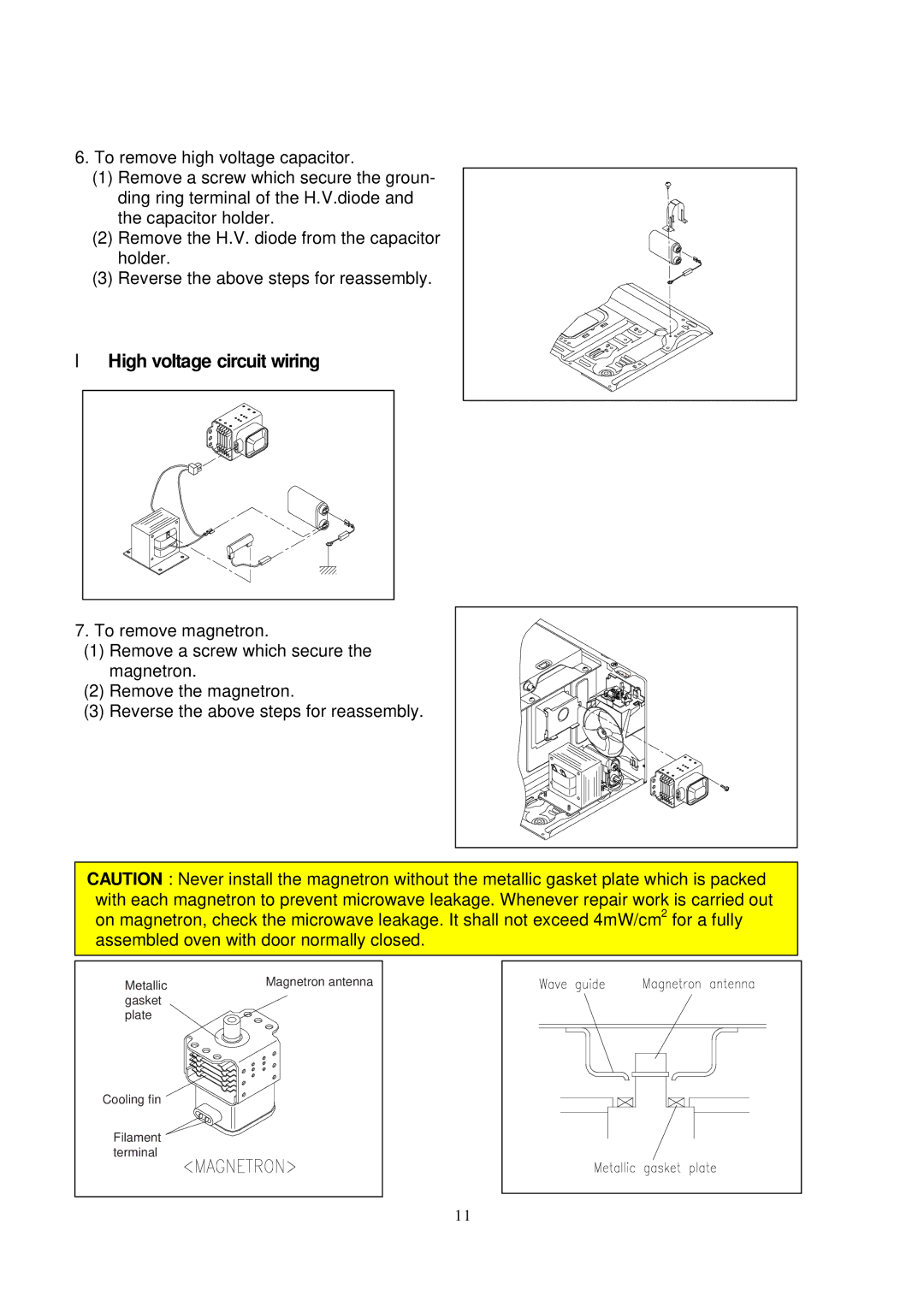 Daewoo KOC-1B0K0S service manual High voltage circuit wiring 