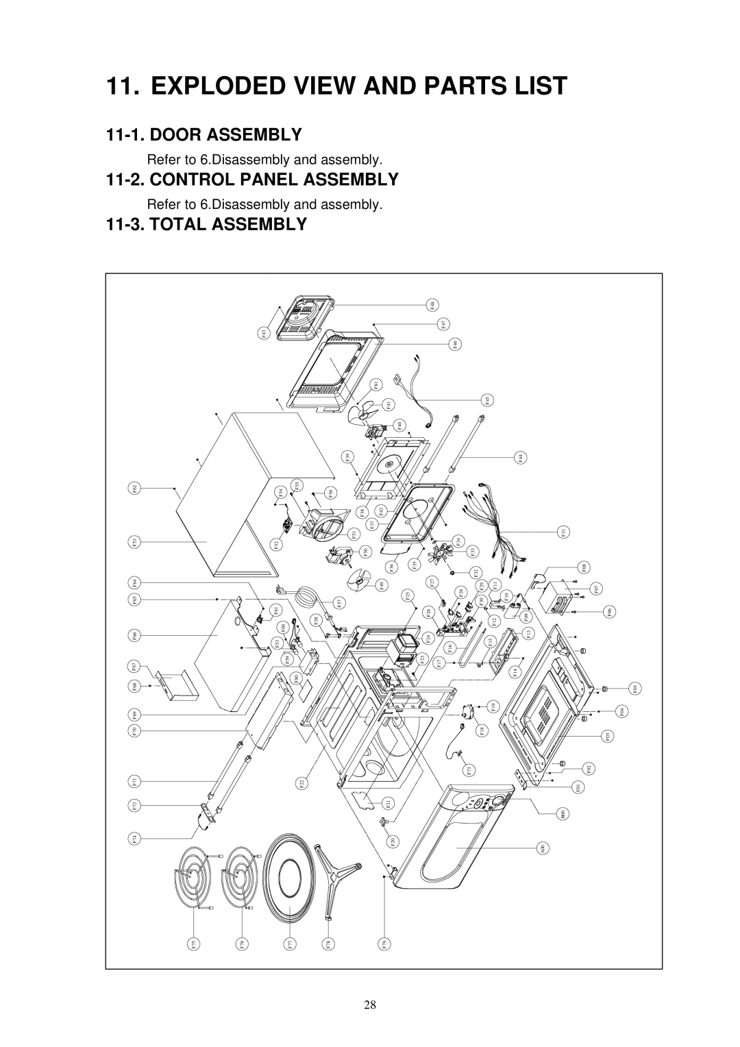 Daewoo KOC-1B0K0S service manual Exploded View and Parts List, Control Panel Assembly 