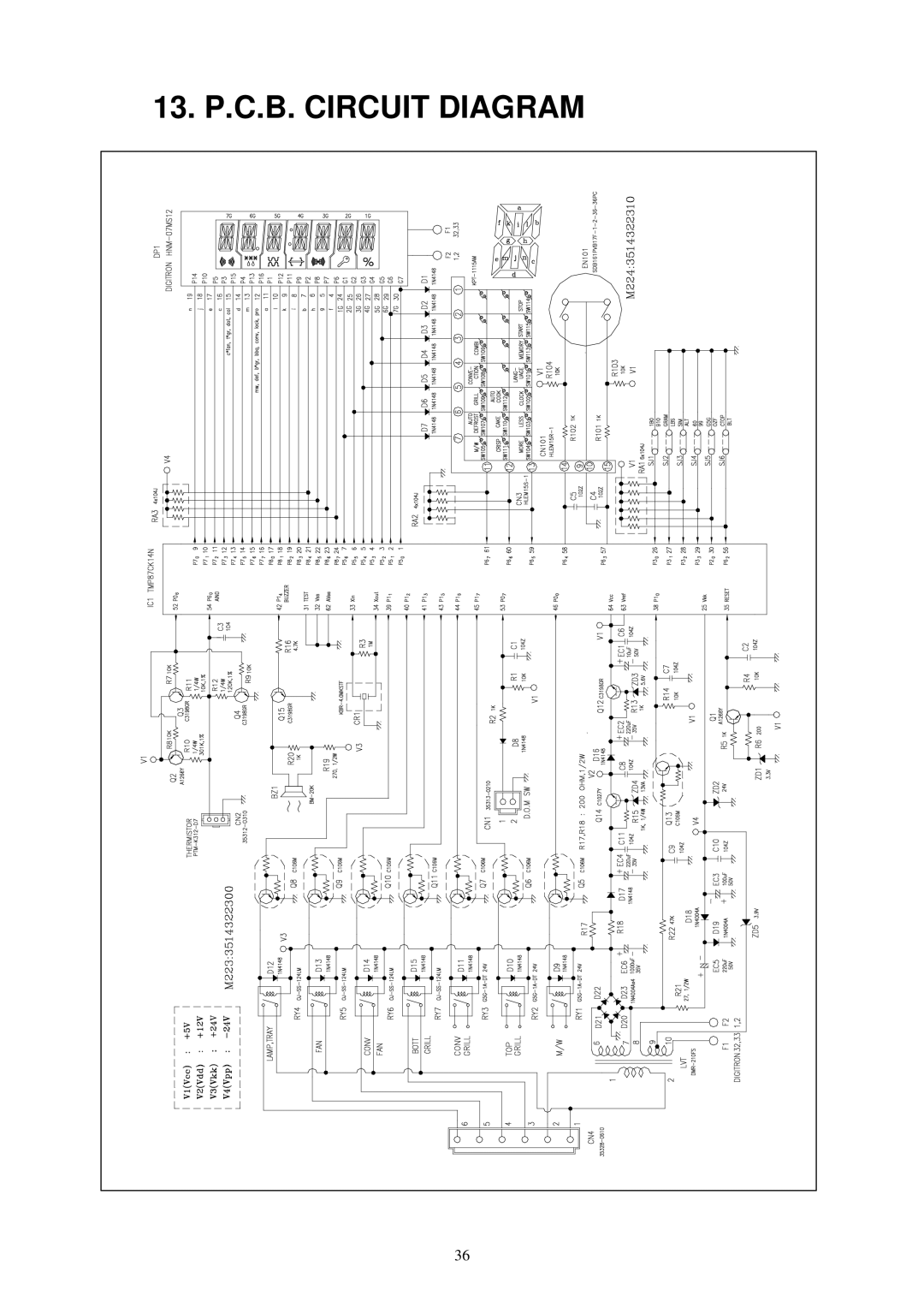 Daewoo KOC-1B0K0S service manual 13. P.C.B. Circuit Diagram 