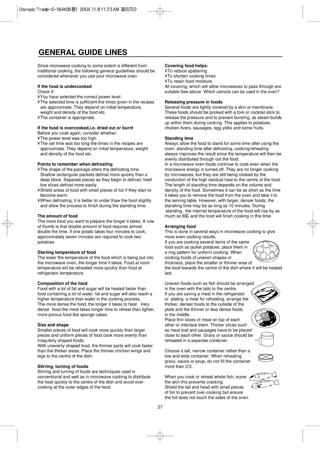 Daewoo KOC-1B4K owner manual General Guide Lines 