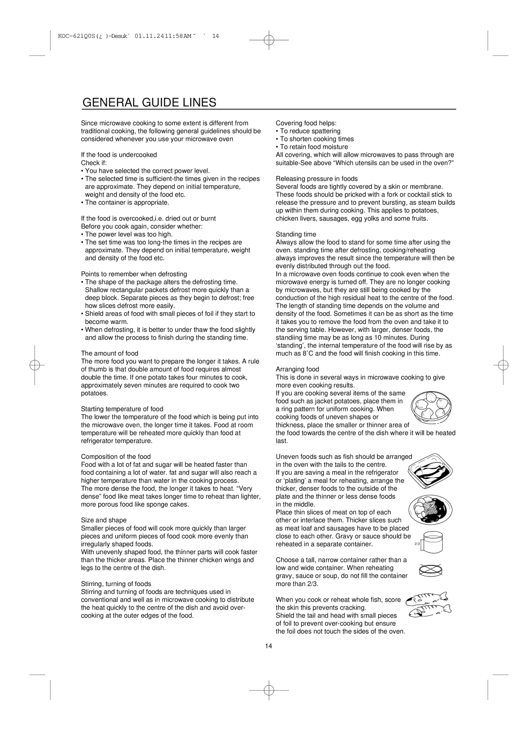 Daewoo KOC-621Q owner manual General Guide Lines 