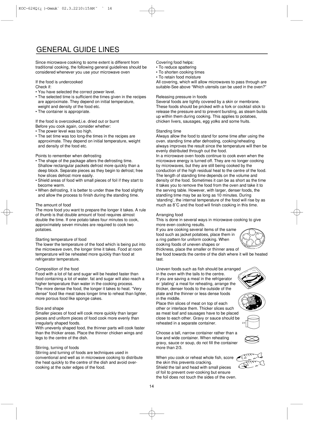 Daewoo KOC-624Q owner manual General Guide Lines 