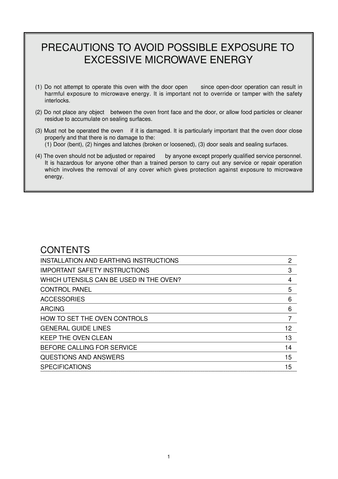 Daewoo KOC-873TSL manual Contents 