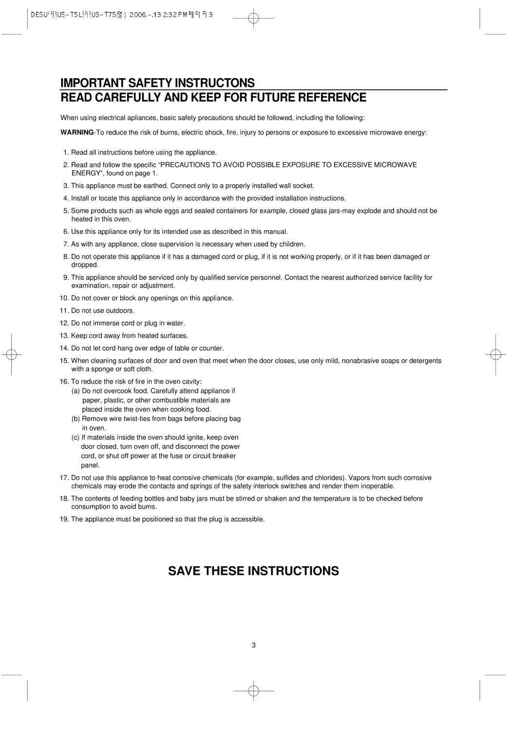 Daewoo KOC-8H4TSL owner manual 