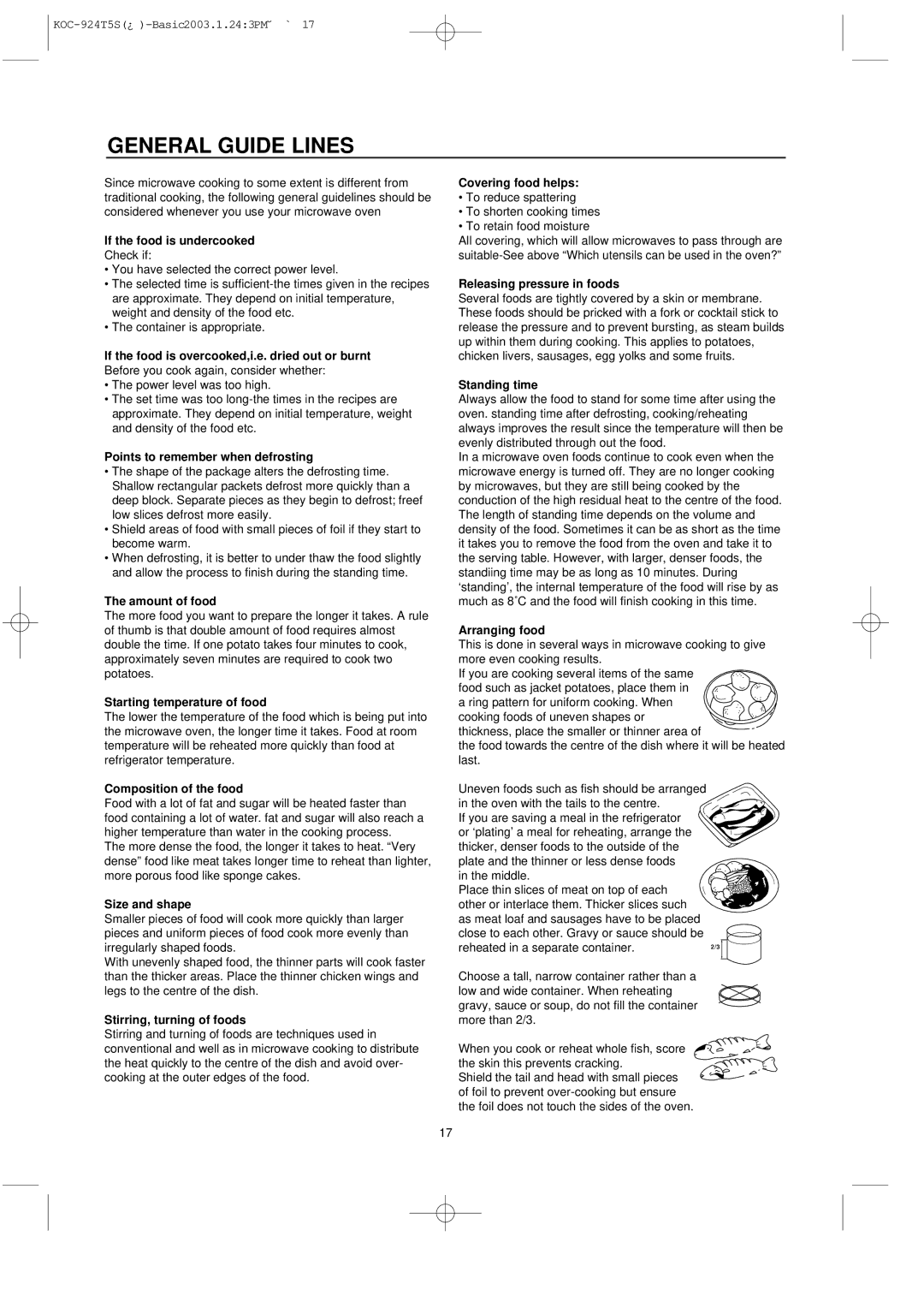 Daewoo KOC-924T0S, KOC-924T5S owner manual General Guide Lines 