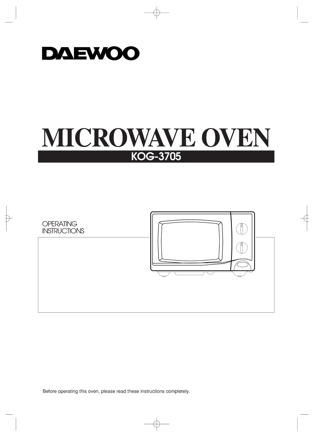 Daewoo KOG-3705 operating instructions Microwave Oven 