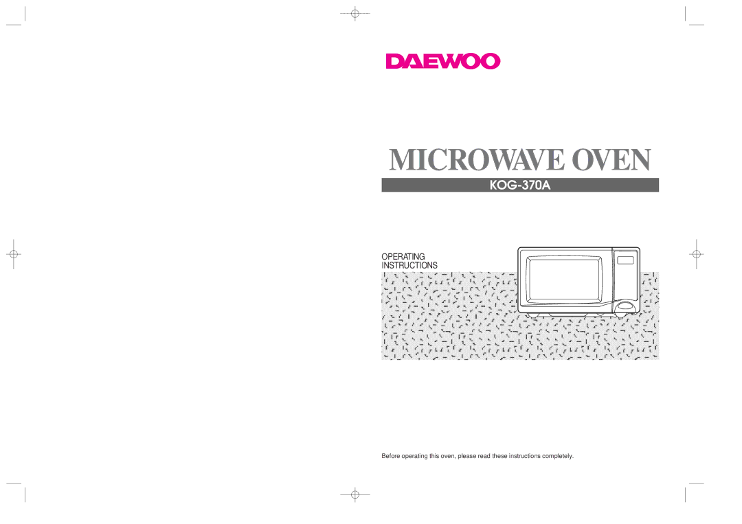 Daewoo KOG-370A manual Microwave Oven 